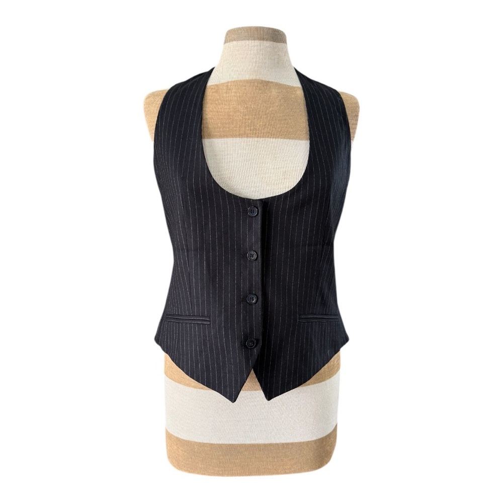 TM Lewin Claudia Navy pinstripe vest 10  NWT